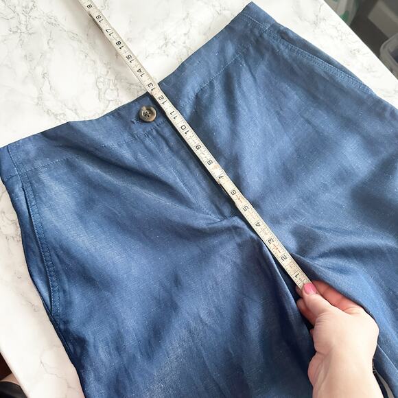 Ann Taylor Tencel Linen Chambray High Rise Wide Leg Crop Pants Women’s Size 10 - Picture 11 of 13